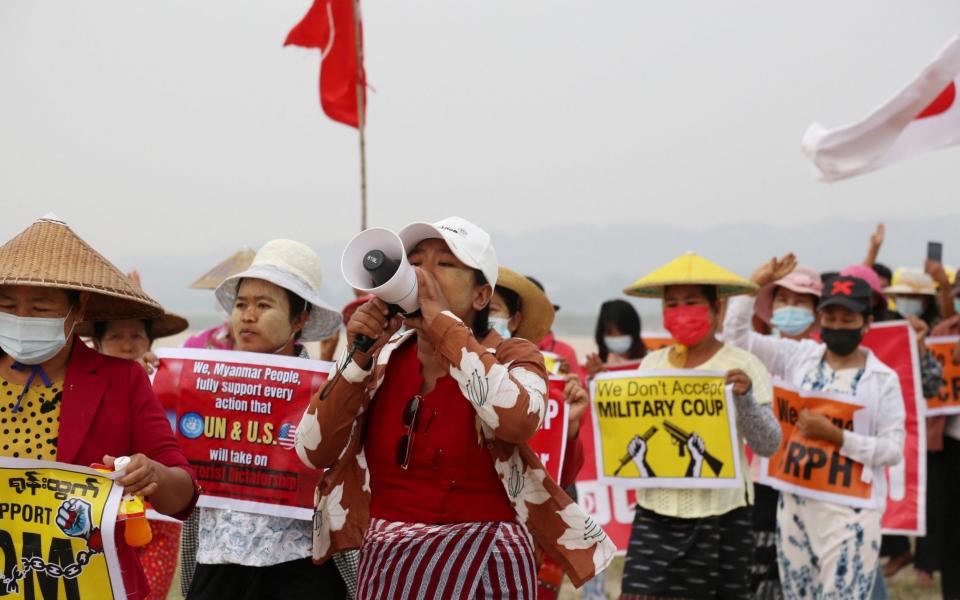 Demonstrators in Mandalay rally against the coup - EPA-EFE/Shutterstock