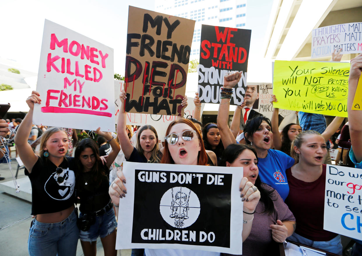 Demonstrators at the March for Action on Gun Violence in Broward County in Fort Lauderdale, Fla., on Feb. 17. (Photo: Joe Skipper/Reuters)