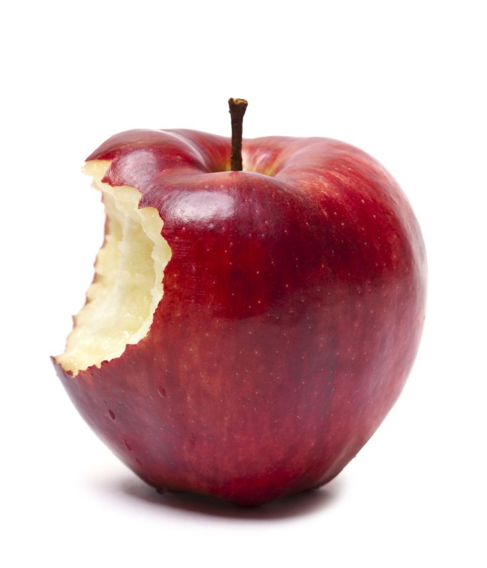 red apple with bite