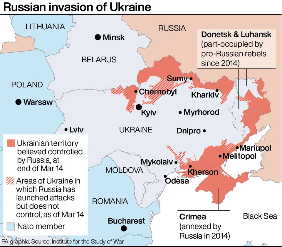 The Russian invasion of Ukraine. (PA)