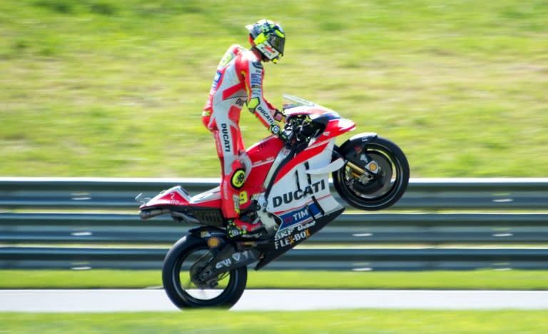 Italian rider Andrea Iannone in action during the qualifying session at the Austrian MotoGP in Spielberg, on August 13, 2016