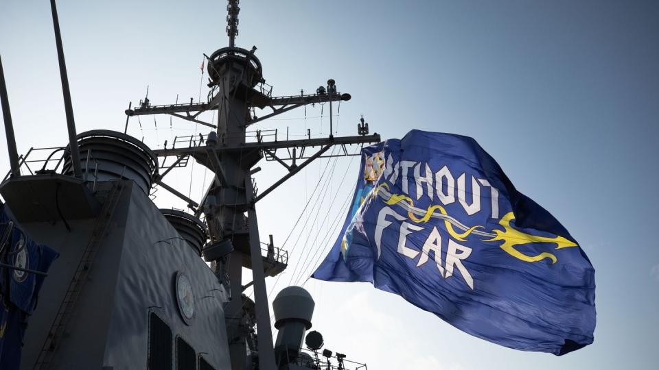 The Navy destroyer Laboon at work in the Red Sea in December. (Mass Communication Specialist 3rd Class Alice Husted/Navy)