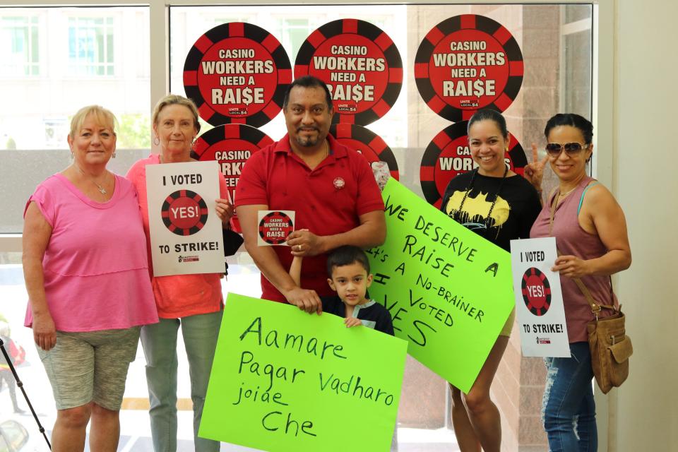 Workers at a five of Atlantic City's casinos vote to authorize a strike should their union fail to reach an agreement with their employers by early July, on June 15, 2022.