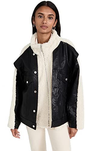 BLANKNYC Women's Fresh Air Sherpa & Faux Leather Trucker Jacket