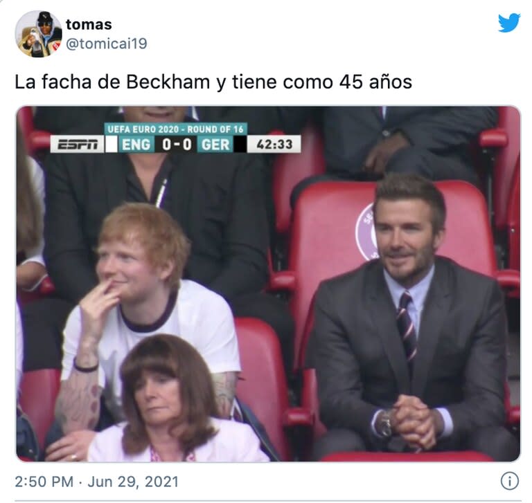 Los usuarios reaccionaron ante la presencia de Beckham y Ed Sheeran en la Eurocopa