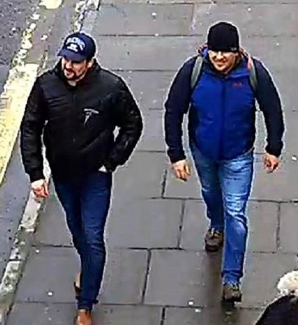 Suspeccts: The CPS has issued European Arrest Warrants for the extradition of 'Boshirov' and 'Petrov' in connection with the Novichok poisoning attack on Sergei Skripal and his daughter Yulia in March (Metropolitan Police/PA)