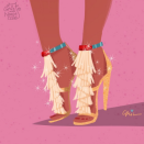 Pocahontas in a personalized Chloe ‘Daniella’ fringed suede sandals.