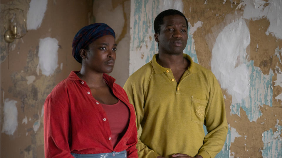 Wunmi Mosaku and Ṣọpẹ́ Dìrísù in 'His House'. (Credit: Aidan Monaghan/Netflix)