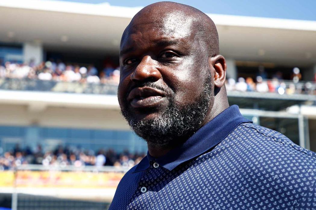 Shaquille O'Neal walks on the grid before the F1 Grand Prix of USA at Circuit of The Americas on October 24, 2021 in Austin, Texas.