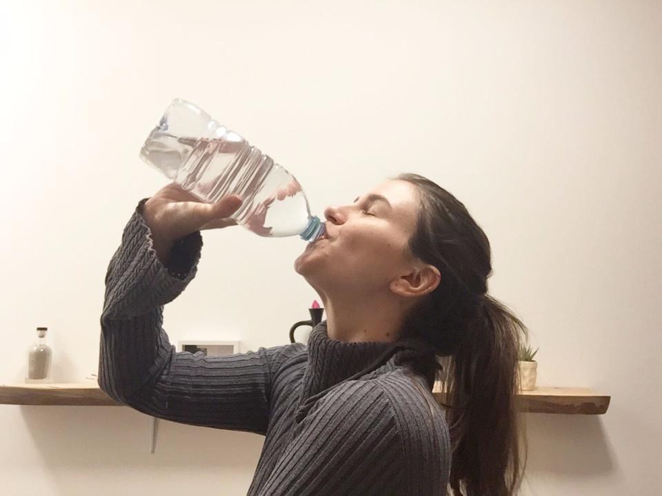 Natalie drinking water