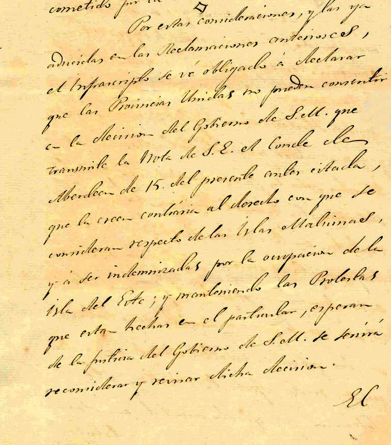 Nota de Manuel Moreno a Lord Aberdeen argumentando la posición argentina y sosteniendo las anteriores protestas presentadas. Londres, 19 de febrero de 1842