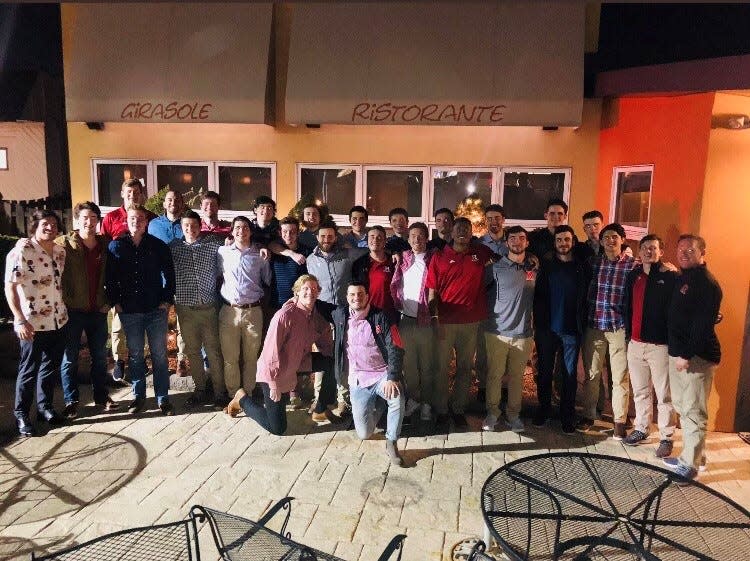 The Rutgers lacrosse team's defense visits Girasole in 2019