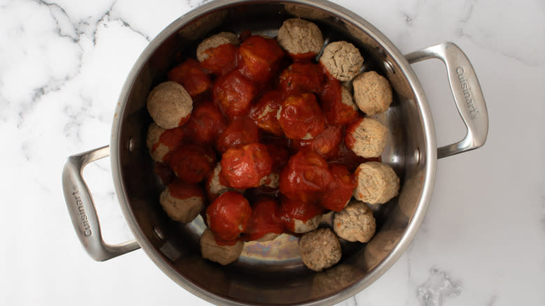 meatballs with sauce in pot