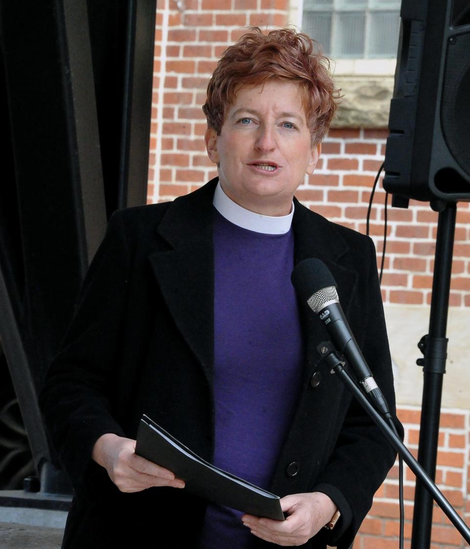 Westminster Presbyterian Church Rev. Eniko Ferenczy urged residents to challenge a status quo that keeps people in poverty.
