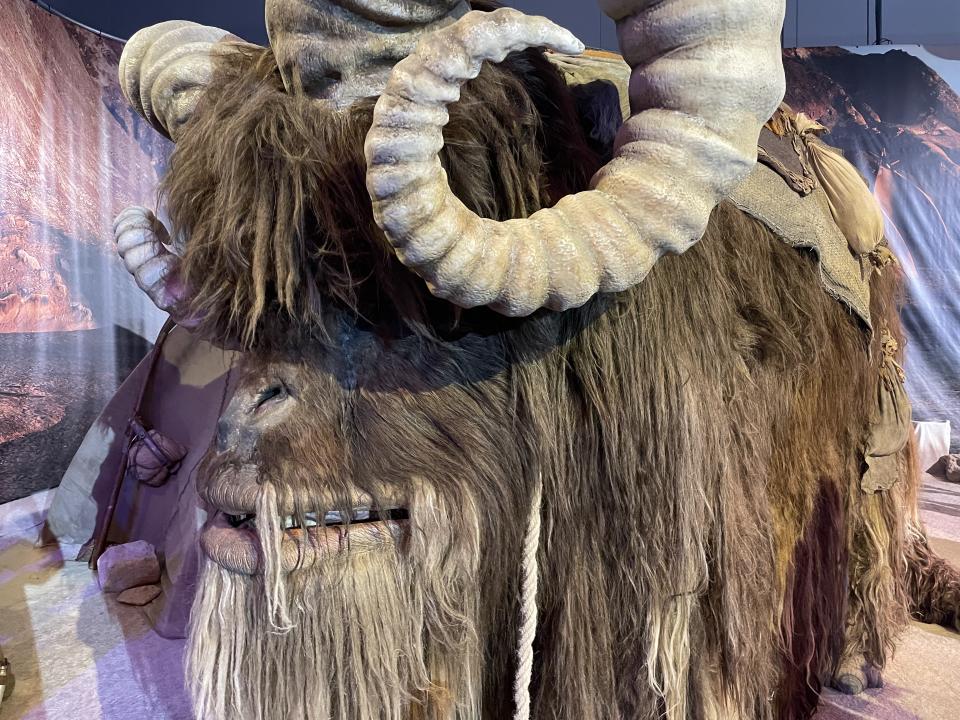 Other moving models included a large Bantha, which was accompanied by a horde of Sand People set against the background of their desert camp (Mike Bedigan/PA)