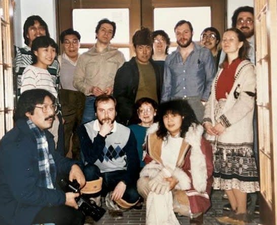 William Tagoona with some of his colleagues, including then-area manager Joe Fiorito, at CBC North in Iqaluit in his early days with the broadcaster in the 1980s. 