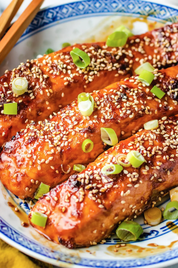 <p>I Heart Umami</p><p>The air-fried salmon cooks in just eight minutes and comes out perfectly juicy and tender with a sweet caramelized keto teriyaki sauce crust on top.</p><p><strong>Get the recipe: <a href="https://iheartumami.com/air-fryer-salmon-teriyaki/" rel="nofollow noopener" target="_blank" data-ylk="slk:Air Fryer Salmon Teriyaki;elm:context_link;itc:0;sec:content-canvas" class="link ">Air Fryer Salmon Teriyaki</a></strong></p>