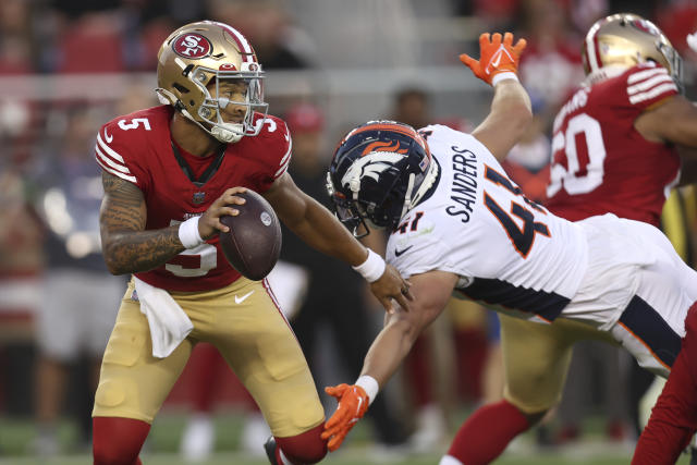 49ers rally late behind Trey Lance to beat Broncos 21-20 on rookie