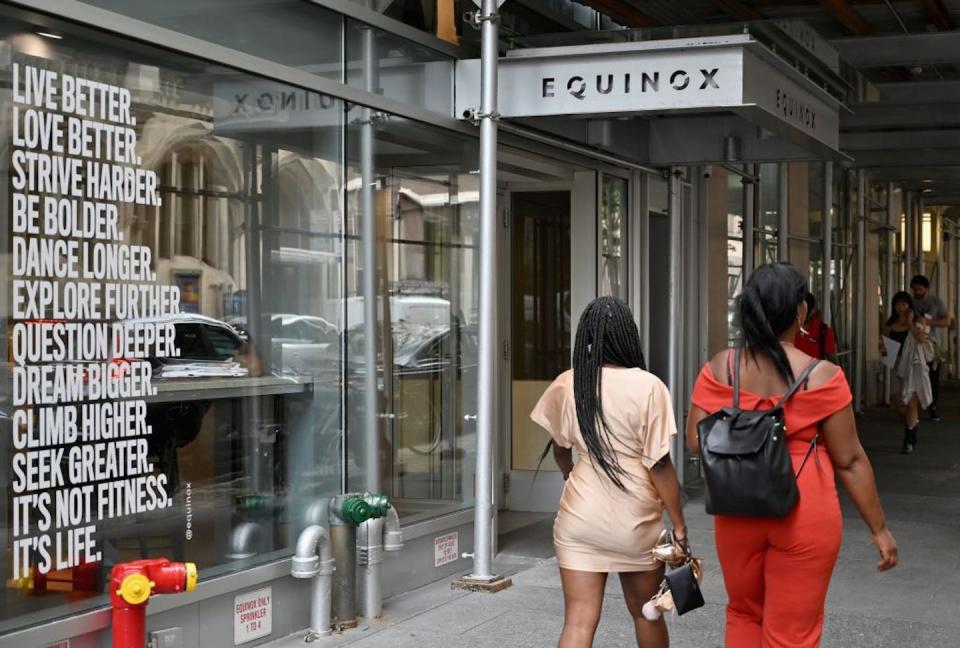 An Equinox fitness center in Brooklyn, New York. <a href="https://www.gettyimages.com/detail/news-photo/an-equinox-fitness-center-is-seen-in-brooklyn-new-york-on-news-photo/1160484610?phrase=equinox%20fitness%20trump&adppopup=true" rel="nofollow noopener" target="_blank" data-ylk="slk:Angela Weiss /AFP via Getty Images;elm:context_link;itc:0;sec:content-canvas" class="link ">Angela Weiss /AFP via Getty Images</a>
