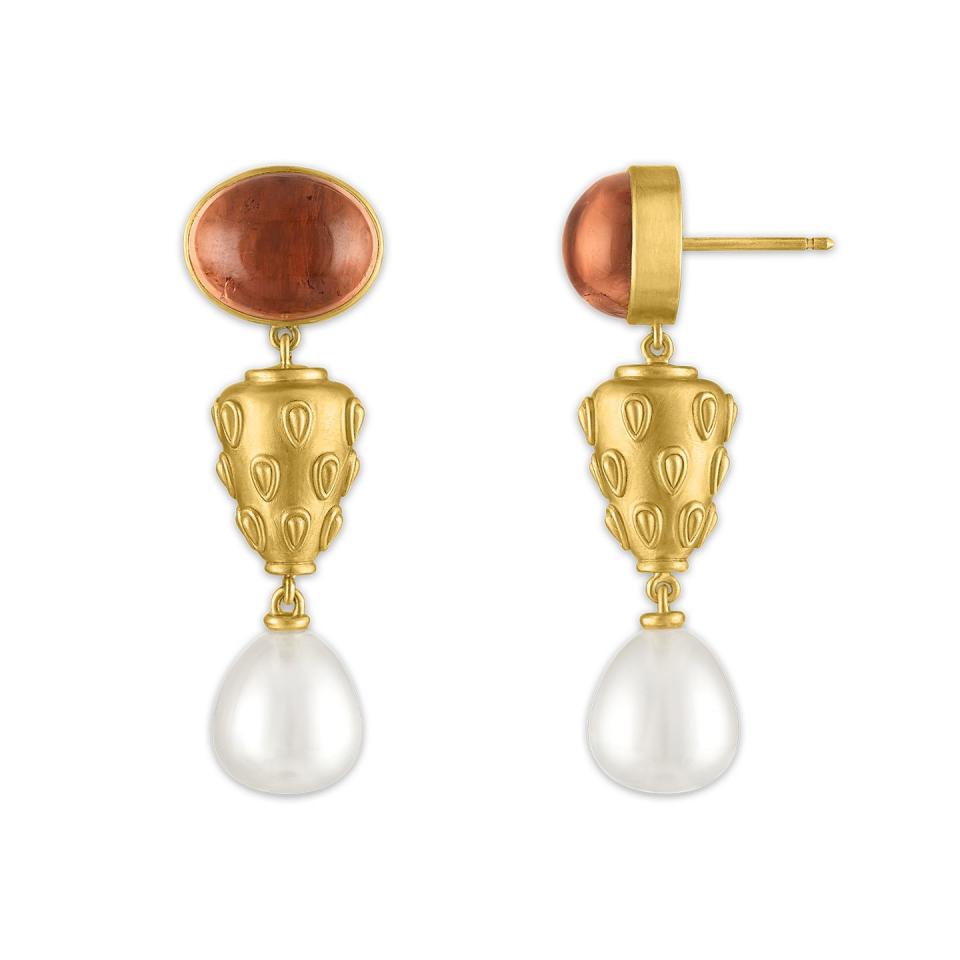 prounis tourmaline and pearl blush earrings