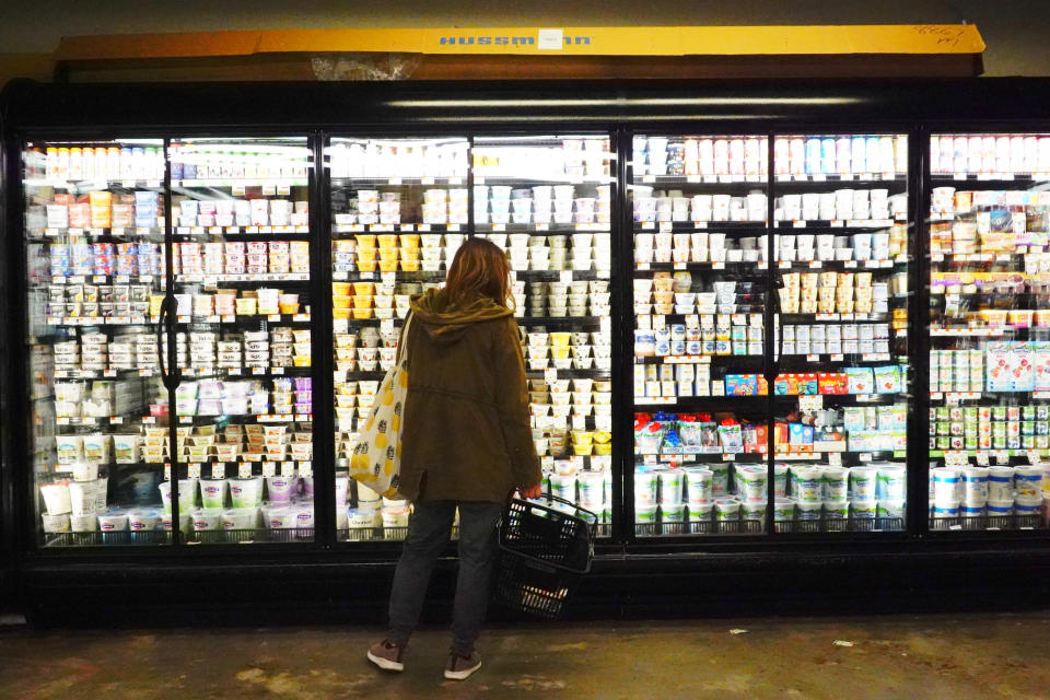 Inflation: A person shops for groceries at Lincoln Market on March 10, 2022 in the Prospect Lefferts Garden neighborhood of Brooklyn borough in New York City. (Photo by Michael M. Santiago/Getty Images)