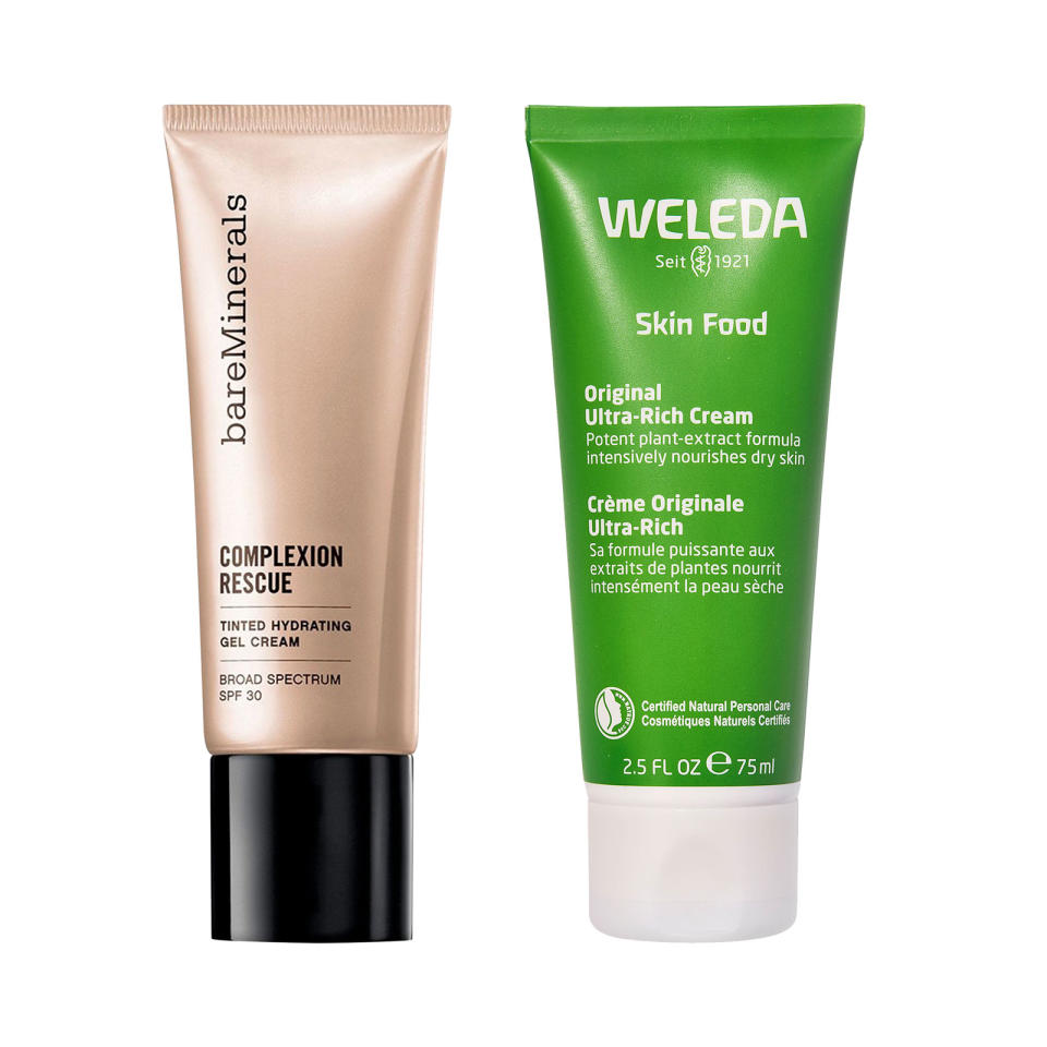 BareMinerals Complexion Rescue Tinted Moisturizer Hydrating Gel Cream & Weleda Skin Food