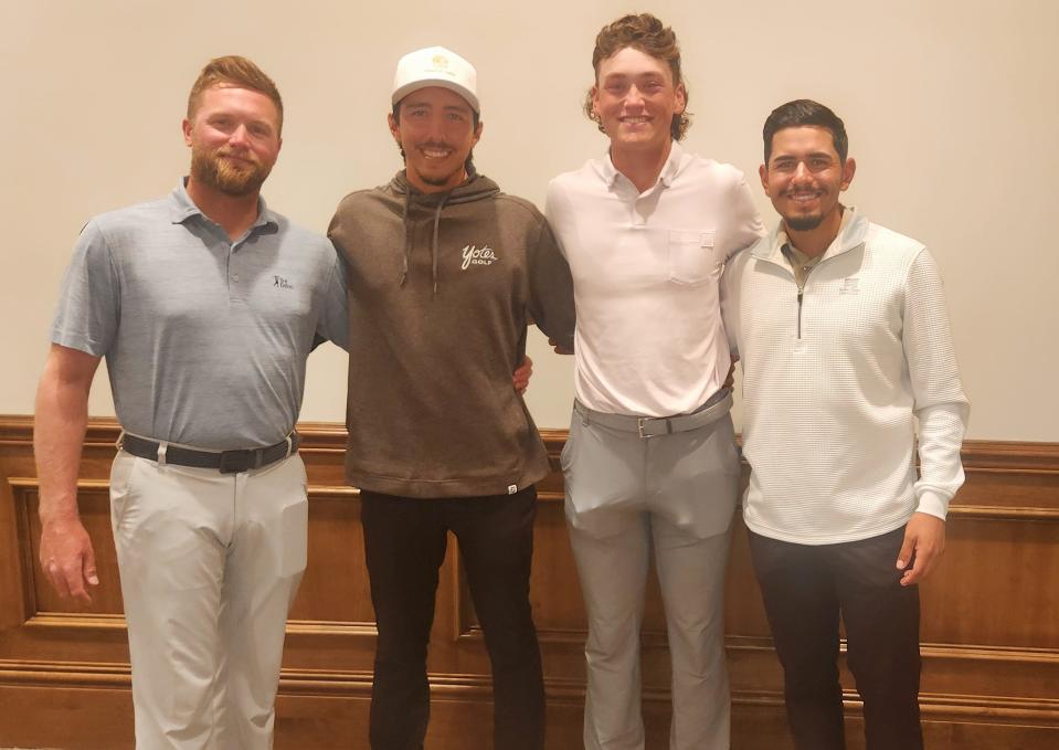 First place winners of the Clubs Fore Kids Charity Golf Tournament were Garrett Athan, Mark Williams, Cort Benner and Isaac Calderon.