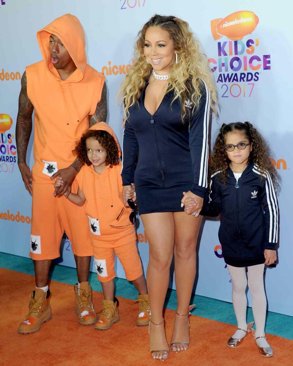 Nick Cannon, Moroccan Scott Cannon, singer Mariah Carey and Monroe Cannon at Nickelodeon's 2017 Kids' Choice Awards at USC Galen Center on March 11, 2017 in Los Angeles, California