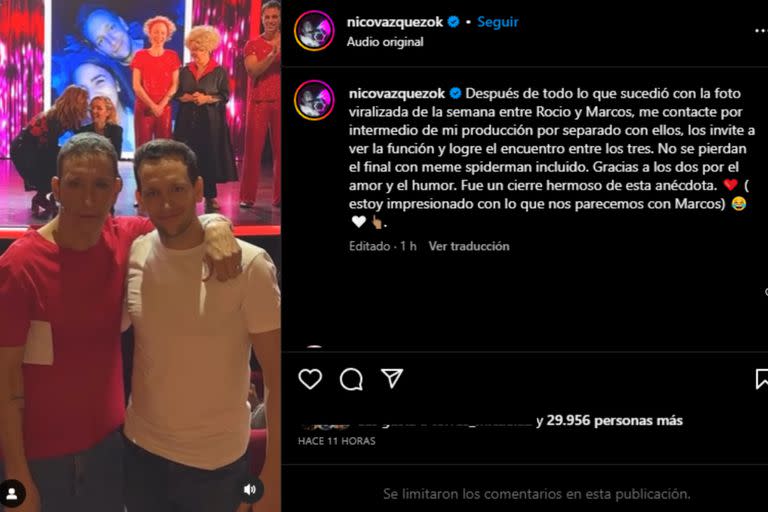 Nico Vázquez se encontró con Marcos y Rocío (Foto Instagram @nicovazquezok)