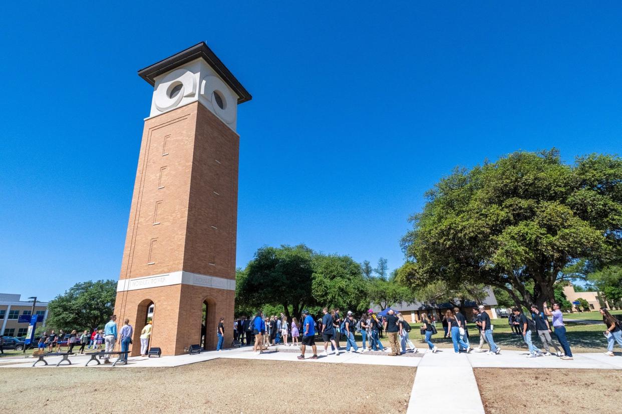 Angelo State University held a ribbon cutting ceremony dedicating the new Housley Tower to the center of campus on Monday.