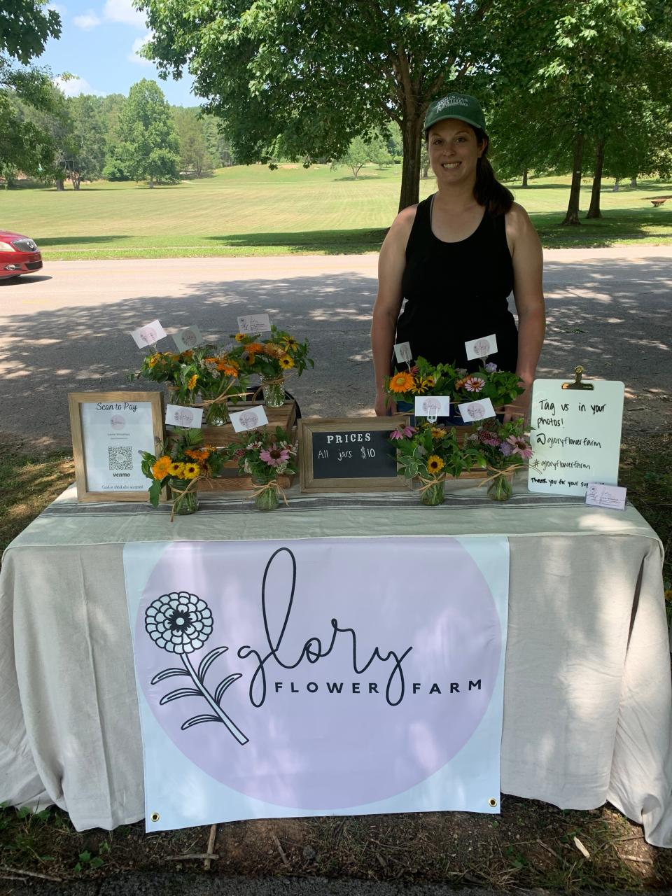 Laurie Whitefoot has spent the summer at farmers' markets selling the flowers from Glory Farm.