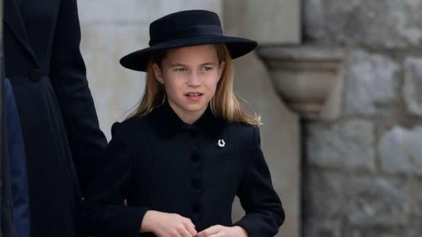 PHOTO: Princess Charlotte leaves Westminster Abbey in London at the end of the State Funeral Service for Queen Elizabeth II, on Sept. 19, 2022. (Stephen Lock/i-Images via Polaris)
