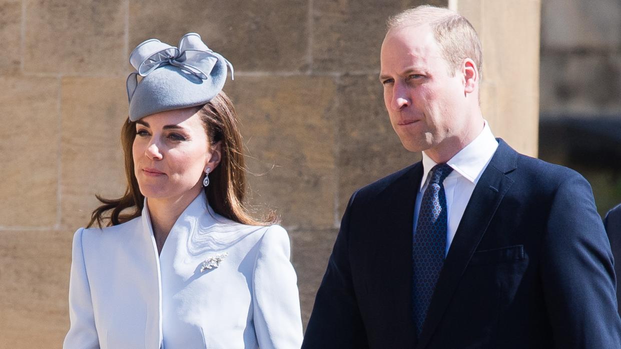  Catherine, Princess of Wales and Prince William attend Easter Sunday service at St George's Chapel on April 21, 2019 . 