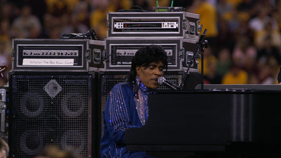 Little Richard playing at the halftime show