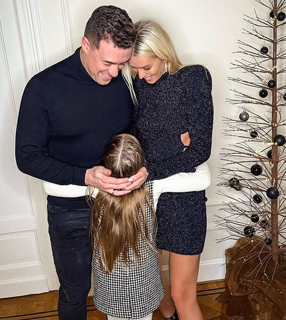 nadiya bychkova and strictly boyfriend kai-widdrington hugging her daughter mila