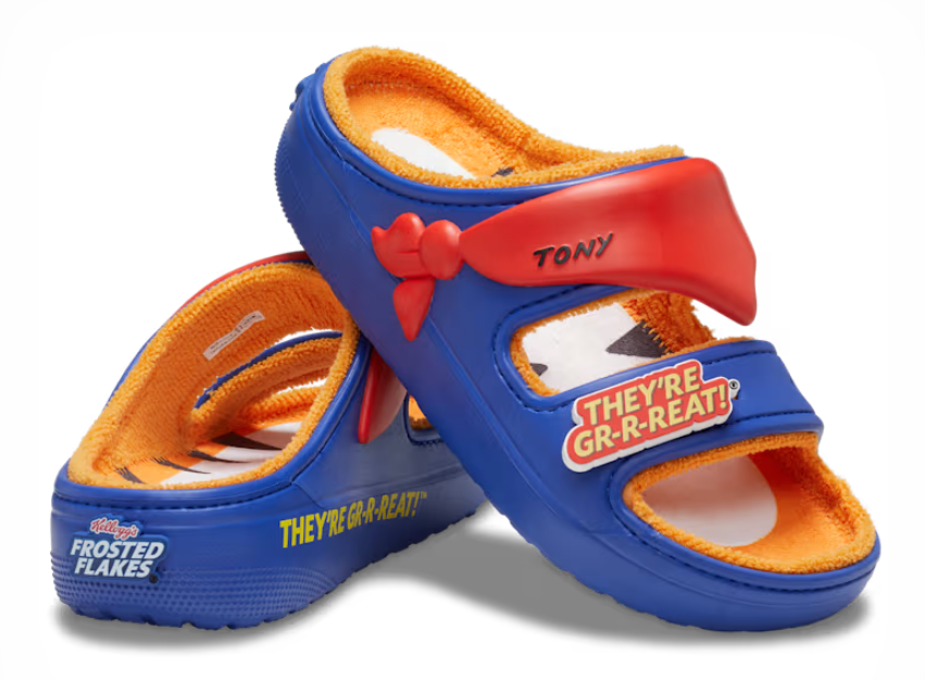 Frosted Flakes Cozzzy Sandals and Froot Loops Classic Clogs by Crocs will be available to purhcase starting in June. Branded cereal boxes are available at select retailers nationwide now.