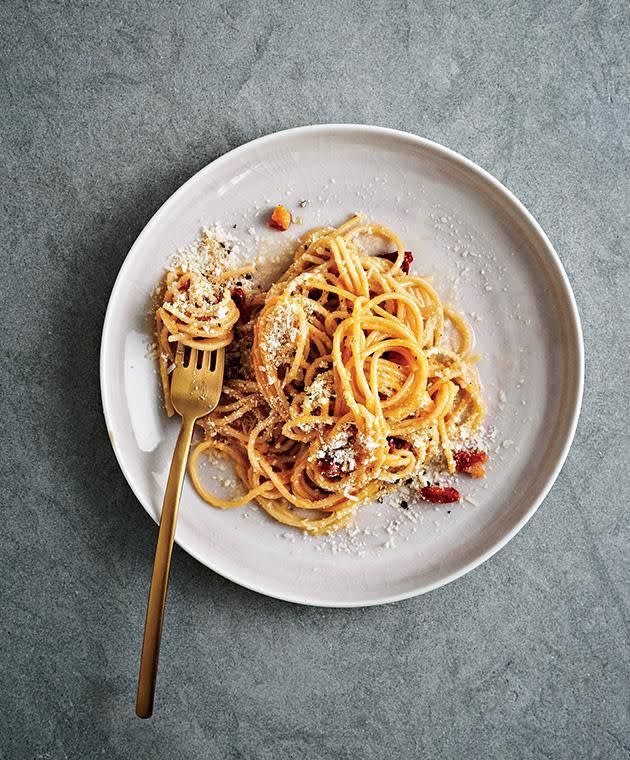 Gwyneth Paltrow's Carbonara Pasta. Photo: Supplied