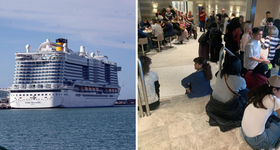 Passengers on board the ship were forced to stay on board over a coronavirus scare before the couple were cleared. Source: AAP/Twitter