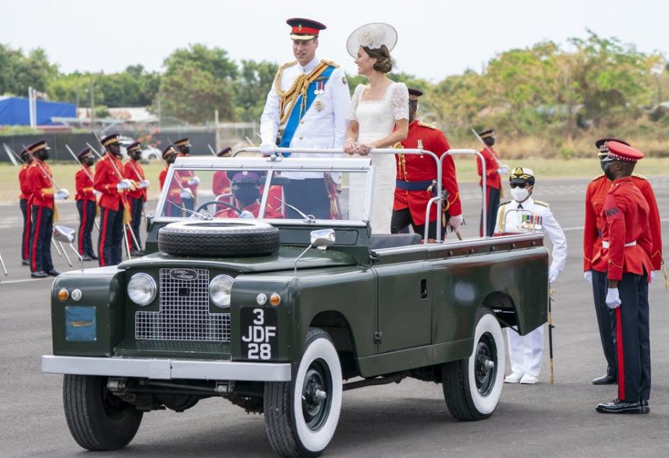 The Duke and Duchess of Cambridge attending the inaugural Commissioning Parade in Kingston, Jamaica (Jane Barlow/PA) (PA Wire)