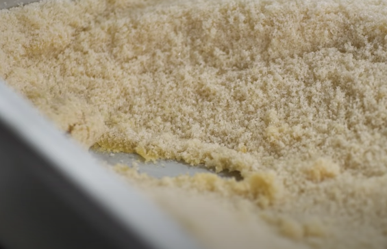 golden yellow toasted sugar in a baking dish