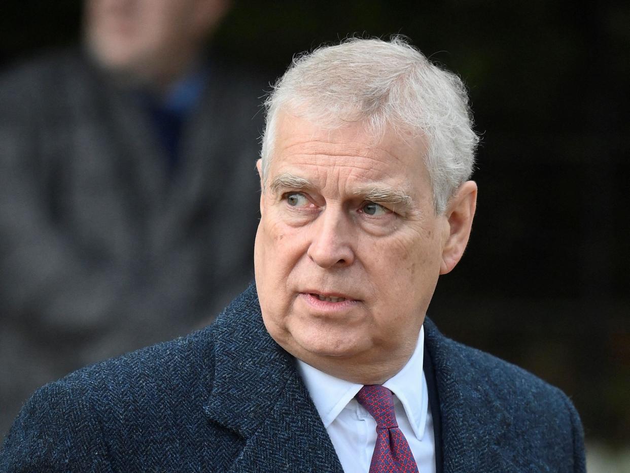 Britain's Prince Andrew, Duke of York attends the royal family's Christmas service at St Mary Magdalene's Church as the royals take up residence at the Sandringham estate in eastern England, Britain December 25.  2022. REUTERS/Toby Melville