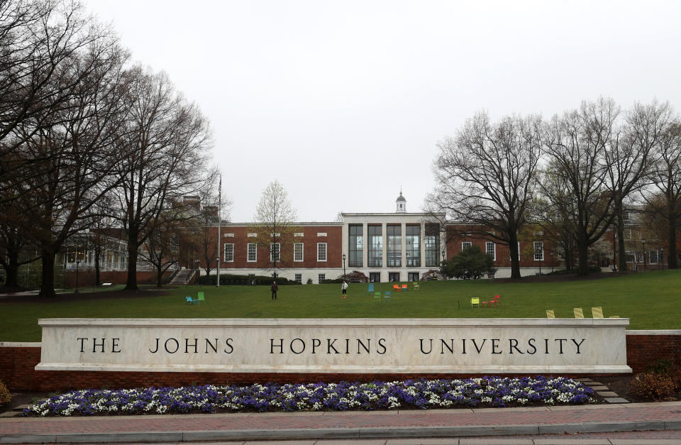 A general view of The Johns Hopkins University on March 28, 2020 in Baltimore, Maryland. The school is shut down due to the coronavirus (COVID-19) outbreak. (Rob Carr/Getty Images)