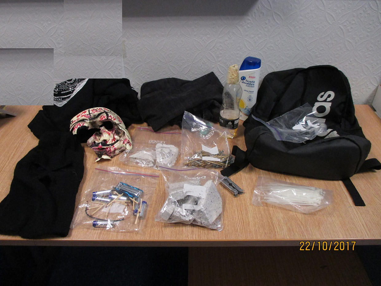 Items including petrol, a balaclava and a bag of screws were found in an abandoned shed (NECTU)