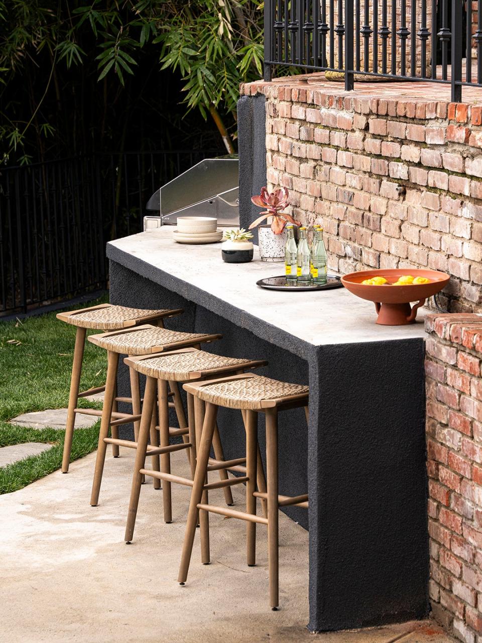 outdoor bar on brick wall