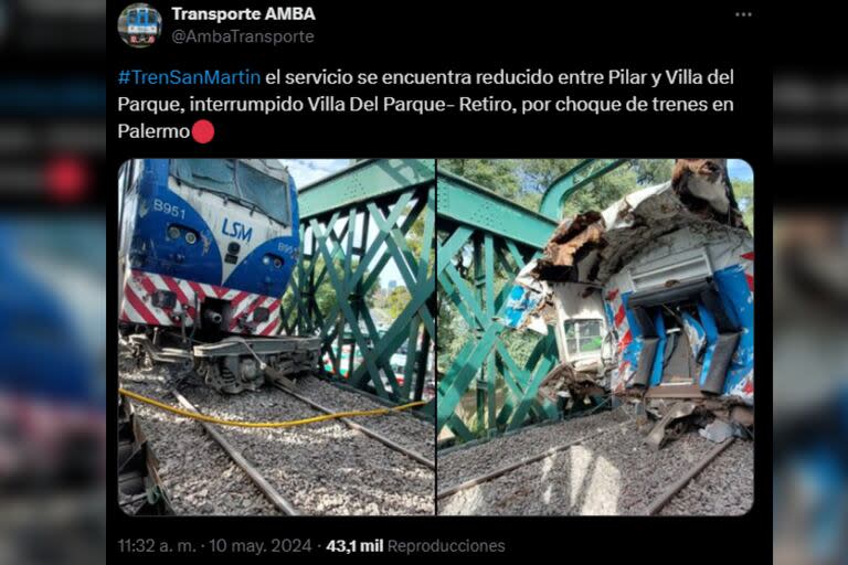 Trascendieron las imágenes de los trenes que protagonizaron el accidente (Captura X)