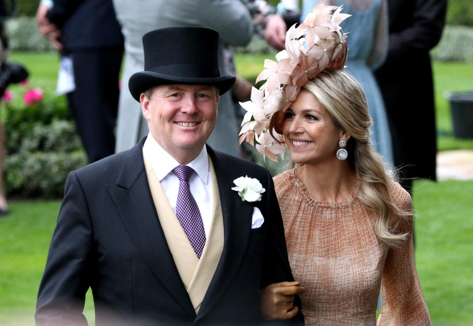 King Willem-Alexander of the Netherlands (left) and Queen Maxima of the Netherlands attending day one of Royal Ascot at Ascot Racecourse. (Photo by Jonathan Brady/PA Images via Getty Images)