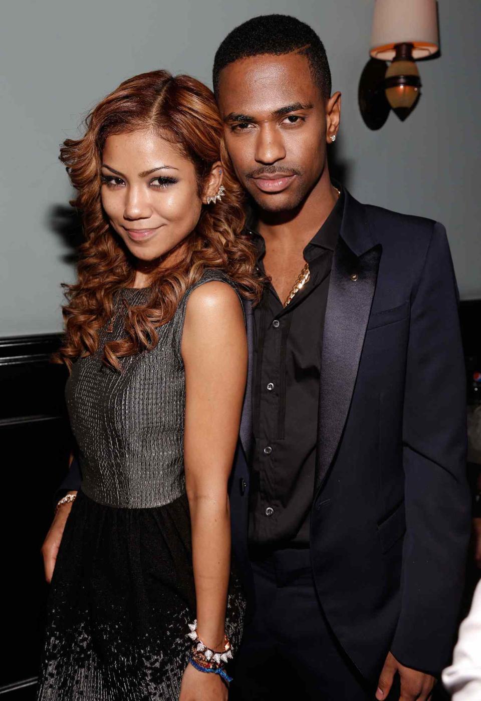 Jhene Aiko (L) and rapper Big Sean attend the Island Def Jam Grammy Party sponsored by Samsung and Pepsi at Osteria Mozza on February 10, 2013 in Los Angeles, California