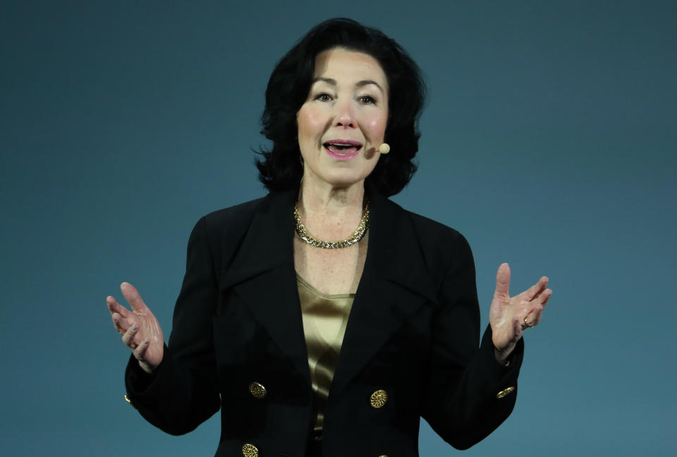 SAN FRANCISCO, CALIFORNIA - SEPTEMBER 17: Oracle CEO Safra Catz delivers a keynote address during the 2019 Oracle OpenWorld on September 17, 2019 in San Francisco, California. Oracle CEO Safra Catz kicked off day two of the 2019 Oracle OpenWorld with a keynote address. The annual convention runs through September 19.  (Photo by Justin Sullivan/Getty Images)