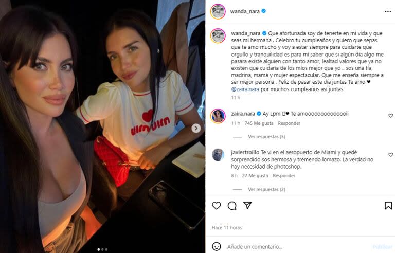 Wanda Nara le dedicó un mensaje muy especial a su hermana por su cumpleaños (Foto: Instagram @wanda_nara)