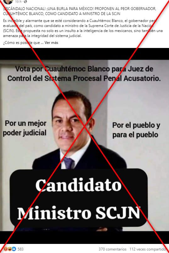 <span>Captura de pantalla de una publicación en Facebook hecha el 19 de junio de 2024</span>